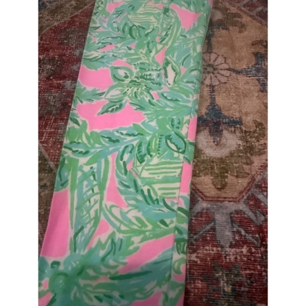 Lilly Pulitzer Girls Pink Green Palm Print‎ Pajama Leggings Size 12 RN88189